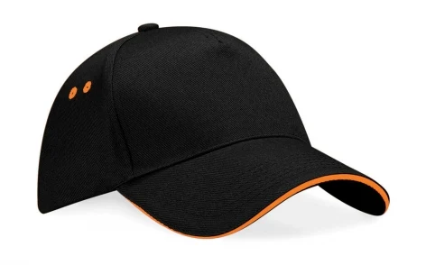 Ultimate 5 Panel Cap – Sandwich Peak – Black/Orange